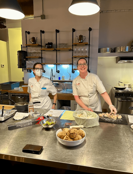 Chef Jane Hall and Chef Laura Taylor of Honest to Goodness Personal Chef Services working together to prepare a traditional Scottish dinner for Burns Night